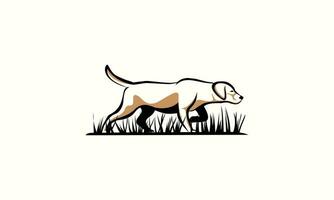 Silhouette Labrador und Gras Logo Vorlage vektor