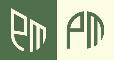 kreativ enkel första brev pm logotyp mönster bunt. vektor
