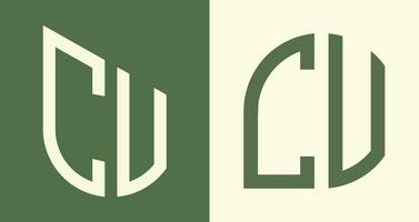 kreativa enkla initiala bokstäver cv-logotypdesigner bunt. vektor