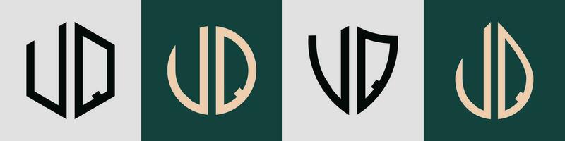 kreativ enkel första brev uq logotyp mönster bunt. vektor