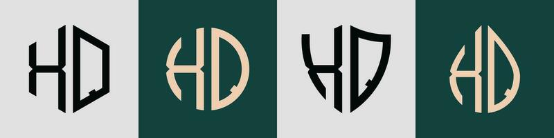 kreativ enkel första brev xq logotyp mönster bunt. vektor