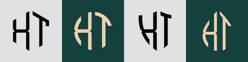 kreativ einfach Initiale Briefe xt Logo Designs bündeln. vektor