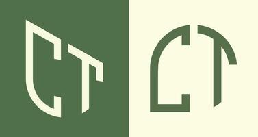 kreative einfache anfangsbuchstaben ct-logo-designs paket. vektor