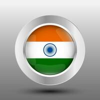 Indien runden Flagge Metall Taste Hintergrund vektor