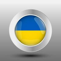 Ukraine runden Flagge Metall Taste Hintergrund vektor