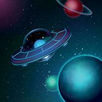 UFO rymdskepp affisch vektor