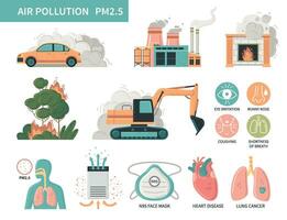 Luft Verschmutzung Infografik einstellen vektor