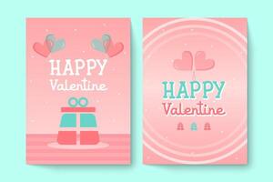 Satz von Valentinstag-Grußkarten mit handgeschriebenen Happy Valentine auf Hintergrund. glücklicher valentinstag, liebe dich wortkonzept. vektor