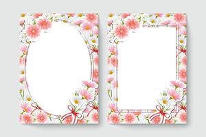 botanische Karte mit rosa Blüten, Blättern. Frühling Ornament Konzept. Blumenplakat, einladen. Vektor-Layout dekorative Grußkarte oder Einladung Design-Hintergrund. handgezeichnete Illustration vektor