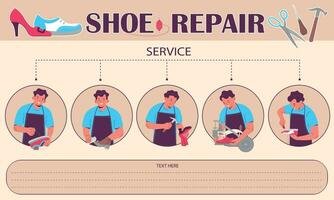 sko reparera platt infographic vektor