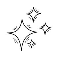 Gekritzel funkeln Stern, zwinkert Sterne. scheinen Symbol, sauber Star Symbol. Hand gezeichnet Stil. isoliert auf Weiß Hintergrund. Vektor Illustration