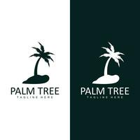 kokos träd logotyp, handflatan träd solnedgång strand vektor, elegant minimalistisk enkel design, symbol mall ikon vektor