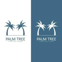 kokos träd logotyp, handflatan träd solnedgång strand vektor, elegant minimalistisk enkel design, symbol mall ikon vektor