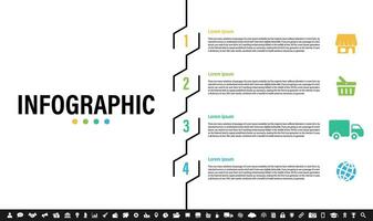 Infografik Design Geschäft Konzept Vektor Illustration mit 4 Schritte oder Optionen oder Prozesse vertreten Arbeit fließen oder Diagramm oder Netz Taste Banner