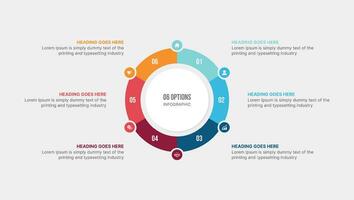 sex 6 alternativ cirkel cykel infographic mall design vektor