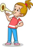 Vektor Illustration von Kinder spielen das Trompete
