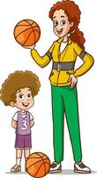 Vektor Illustration von Kinder Basketball Mannschaft und Mannschaft Trainer