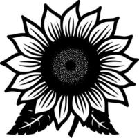 solros, svart och vit vektor illustration