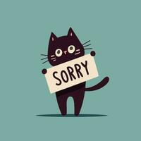 ein entschuldigend Katze mit ein Es tut uns leid Zeichen vektor