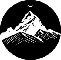 berg - svart och vit isolerat ikon - vektor illustration