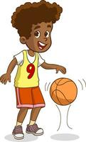 Vektor Illustration von Junge spielen Basketball