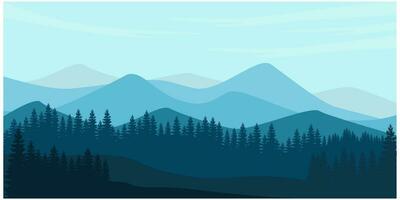 Landschaft mit Silhouetten von Wald Bäume Berge und Hügel. minimalistisch Landschaft abstrakt zeitgenössisch Collagen Inspiration Vektor. vektor