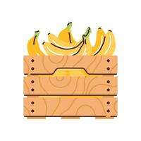 hölzern Box mit Bananen. kein Verlust Einkaufen, eben modern Vektor Illustration.