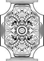 lineart klassisch Jahrgang geschnitzt Ornament Element Design vektor