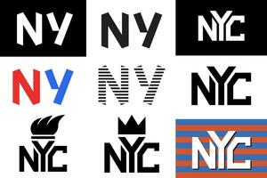 ny york stad slogan. text utskrift design. ny och nyc huvudstad brev, uppsättning av design mallar. vektor