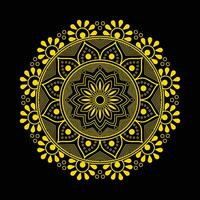 golden Farbe Mandala Design, schwarz Hintergrund. ethnisch dekorativ Elemente mit kostenlos Vektor