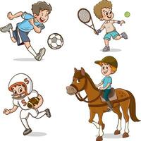 Vektor Illustration von Kinder spielen verschiedene Sport.