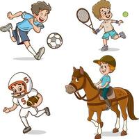 vektor illustration av barn spelar olika sporter.
