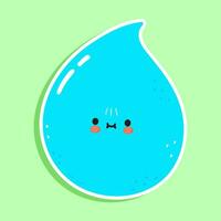 süß komisch Wasser fallen Aufkleber Charakter. Vektor Hand gezeichnet Karikatur kawaii Charakter Illustration Symbol. isoliert auf Grün Hintergrund. Wasser fallen Charakter Konzept