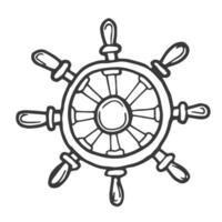 Schiff steuern Rad Symbol im Gekritzel skizzieren Linien. Transport Meer navigieren vektor