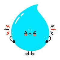 wütend Wasser fallen Charakter. Vektor Hand gezeichnet Karikatur kawaii Charakter Illustration Symbol. isoliert auf Weiß Hintergrund. traurig Wasser fallen Charakter Konzept