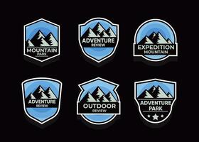 utforska mountain adventure symbol vector set