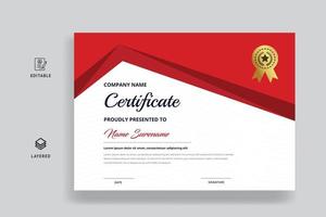 Zertifikatsvorlage mit Luxusabzeichen und moderner Form. für Auszeichnung und Ausbildung vektor