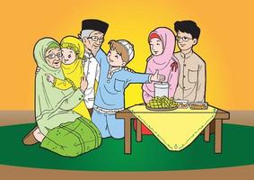 indonesisk muslimsk familjesamling vektor