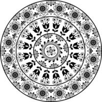 scandinavian blommig mandala design, skisse vektor isolerat på vit bakgrund