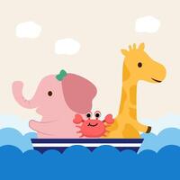 eine Giraffe und ein Elefant, die ein langes Wochenende auf einer Seekreuzfahrt benutzt haben vektor