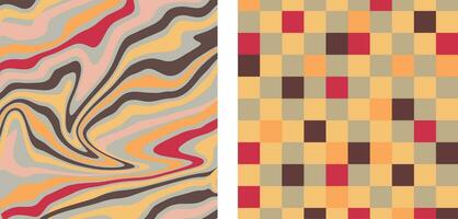 ein groovig und psychedelisch Schachbrett Hintergrund inspiriert durch das 60er Jahre und 70er. perfekt zum drucken Vorlagen, Textilien. vektor