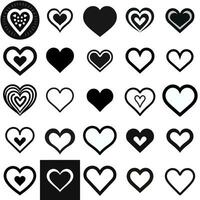 schwarz Gliederung Herz Symbol einstellen zum Liebe und Emotion Themen vektor