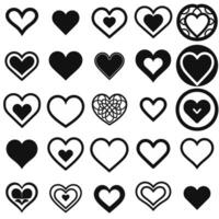 svart översikt hjärta ikon uppsättning för kärlek och känsla teman vektor