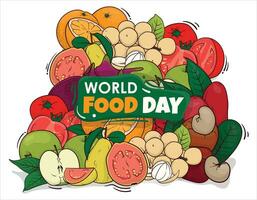 Früchte im Gekritzel Kunst Vektor Illustration zum Welt Essen Tag Kampagne Design