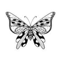 Hand gezeichnet Schmetterling Zentangle zum T-Shirt Design oder Tätowierung. Färbung Buch zum Kinder und Erwachsene. vektor