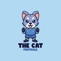 Katze Fußball Spieler Karikatur Maskottchen Logo vektor