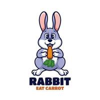 Hase Essen Karotte Karikatur Maskottchen Logo Design vektor