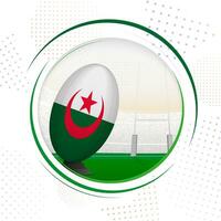 flagga av algeriet på rugby boll. runda rugby ikon med flagga av Algeriet. vektor