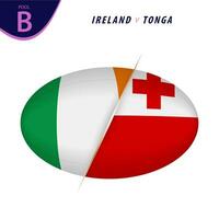Rugby Wettbewerb Irland v Tonga . Rugby gegen Symbol. vektor