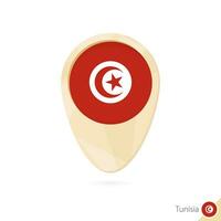 Karte Zeiger mit Flagge von tunesien. Orange abstrakt Karte Symbol. vektor